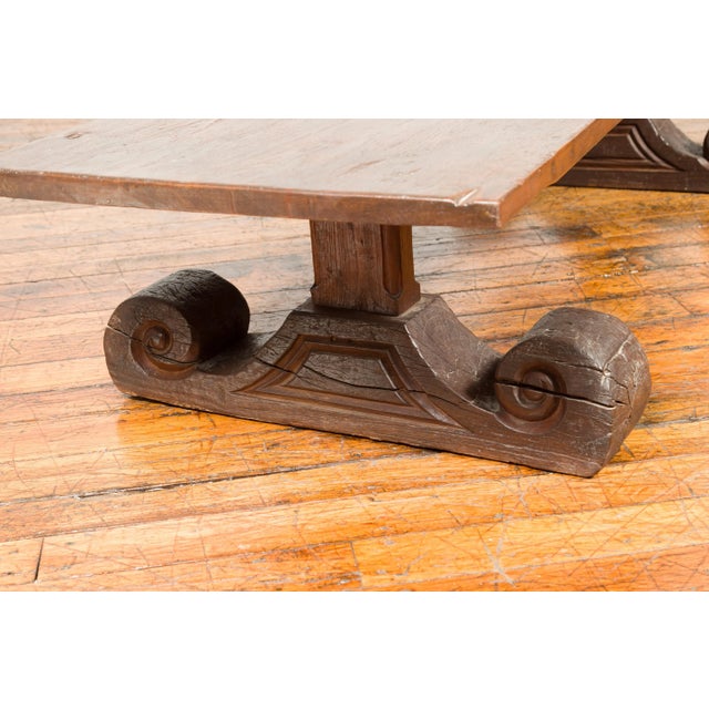 Rustic Chinese 19th Century Elm Coffee Table with Large Scrolling Feet For Sale - Image 10 of 13