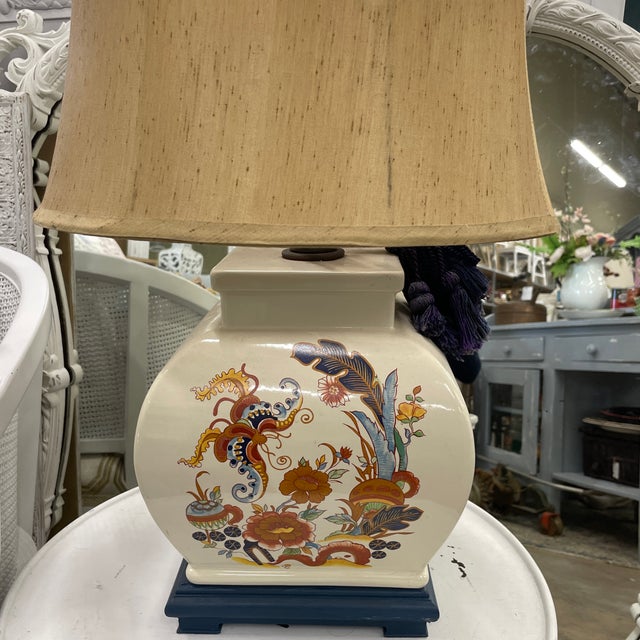 1960s Colorful Vintage Painted Ceramic Table Lamp For Sale - Image 12 of 12