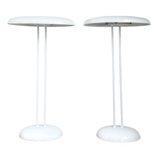 Vintage White Oval Table Lamps from Brilliant Leuchten, 1970s, Set of 2 For Sale