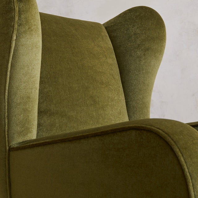 Italian Italian Forest Green Velvet Lounge Chair with Down Cushion, 1950s For Sale - Image 3 of 11