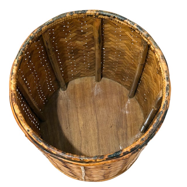 Beige Tortoise Rattan Laundry Basket/Storage Bin For Sale - Image 8 of 12