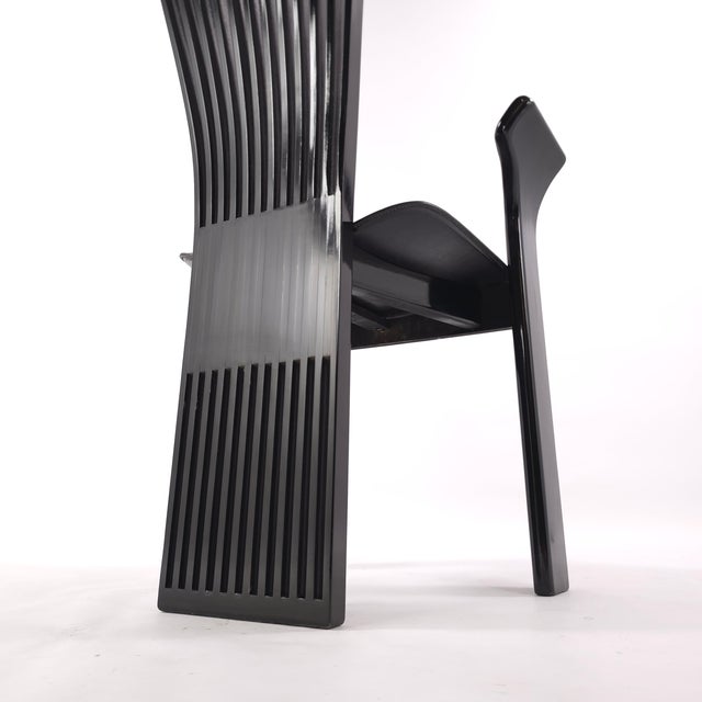 1980s Vintage Postmodern Attributed "Pietro Constantini" for Ello Furniture Set of 6 Dining-Arm Chairs For Sale - Image 5 of 8