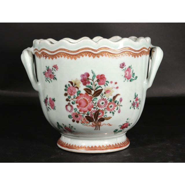 Elegant Tableware: Chinese Export Famille Rose Porcelain Wine Cooler Circa 1775 For Sale - Image 4 of 11