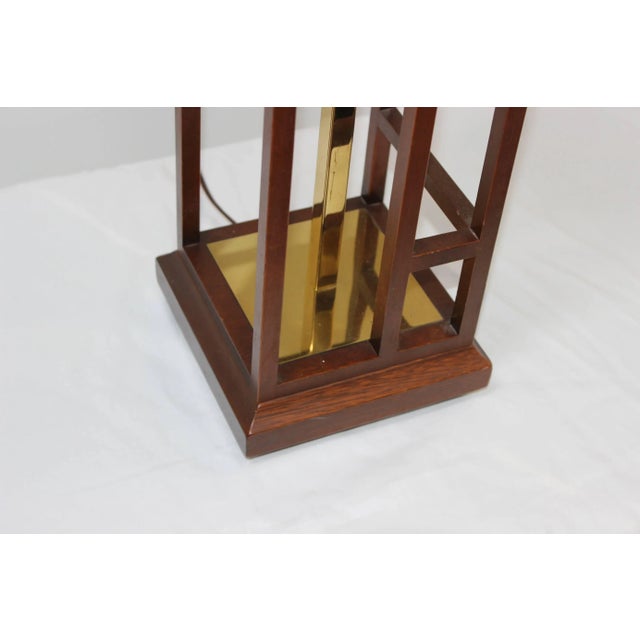 Wood 1960s Architectural Brass and Walnut Table Lamp For Sale - Image 7 of 8