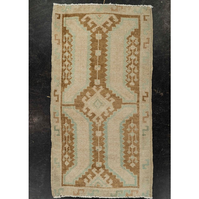 Brown Turkish Mini Rug Oriental Hand Knotted Vintage Rug 1'7" x 3' #21037 For Sale - Image 8 of 8