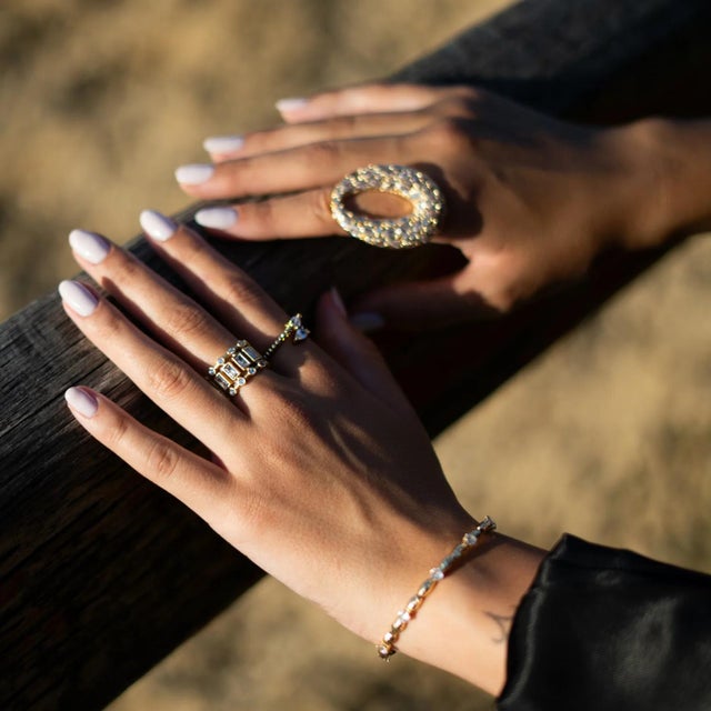 Radiant Majesty Diamond Gold Adjustable Cuff Ring, Size 8 For Sale In Miami - Image 6 of 8