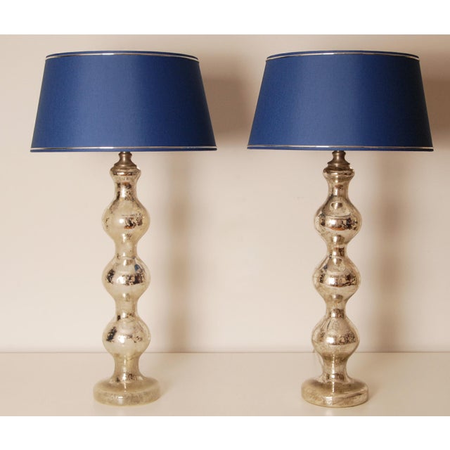 Vintage Glass Table Lamps French Country Lamps Faux Mercury Silver Glass Modern - A Pair For Sale - Image 10 of 10