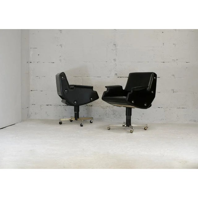 Set of Swivel Armchairs in Leatherette & Steel, Italy, 1960s For Sale - Image 17 of 18