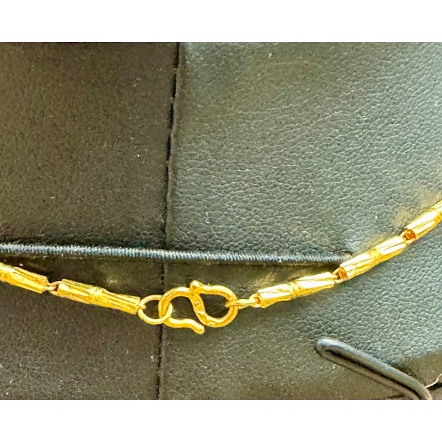 24 K Pure Gold Hand Made Yellow Gold Tube Chain Necklace, 9.7 Gm, 16 " + Pendant For Sale - Image 18 of 18