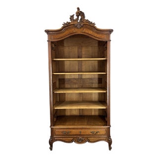 French Style Bookcase in Oak For Sale