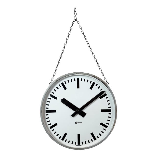 Large Industrial Double Sided Factory Clock from Simlex, 1960s For Sale