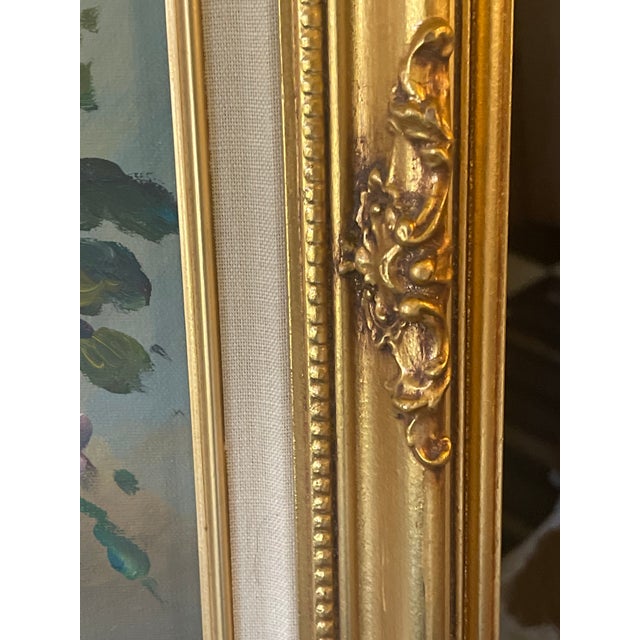 1990s Montague Gorgeous Still Life - Florals in Blue - Original Oil on Canvas - Framed For Sale - Image 6 of 12