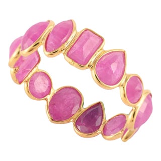 18k Yellow Gold 5.82 Ct Ruby Gemstone Eternity Band Size 7 ( All Sizes Available ) For Sale