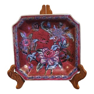Vintage Chinese Enamel Floral Plate For Sale