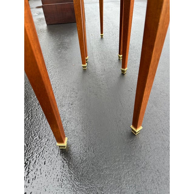 Brown Pair of Custom Mahogany Side Tables With Gold Feet For Sale - Image 8 of 9