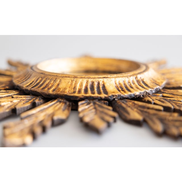 Mid Century French Giltwood Sunburst Mirror For Sale - Image 4 of 8