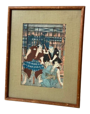 Antique Framed Utagawa Kunisada (Toyokuni Iii) Original Ukiyo-E Woodblock Print, Circa Mid 19th Century