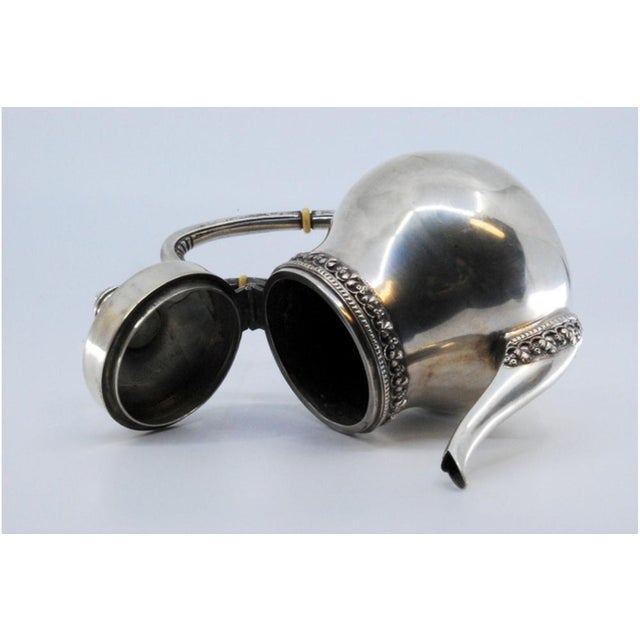 Smooth Silver Coffee Pot with Grooves on the Rim and Spout For Sale - Image 6 of 11