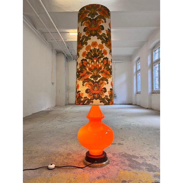 Orange Floor Lamp with Luminous Glass Base, 1970s For Sale - Image 11 of 11