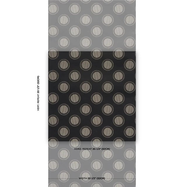 Inspired by a vintage rubber stamp with a circular pattern, Neisha Crosland's Watermark wallpaper groovy ringed polka dots...