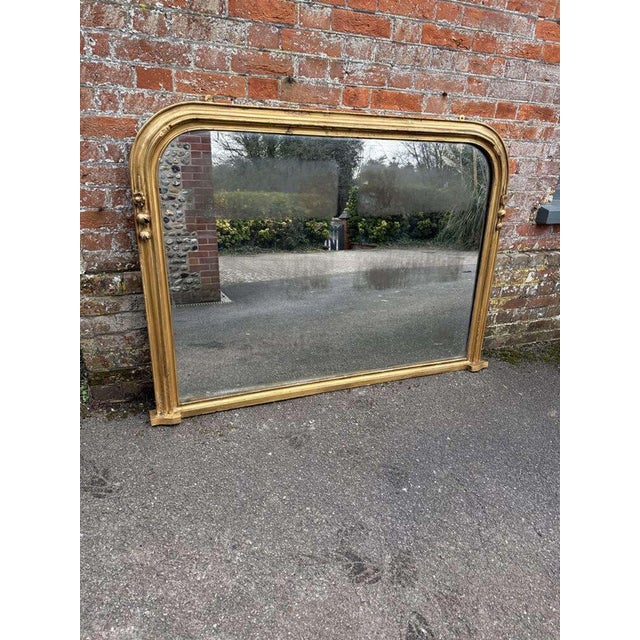 Gold Large Antique English Gilt Overmantle Mirror For Sale - Image 8 of 8