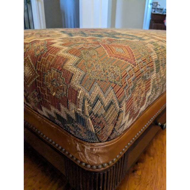 Burnt Umber 2004 Hancock & Moore Kilim & Leather Storage Ottoman With Drawers For Sale - Image 8 of 10