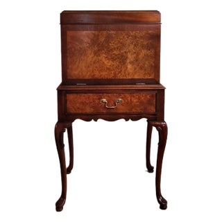 Hickory Chair Co. Mahogany & Burl Queen Anne Silverware Chest For Sale