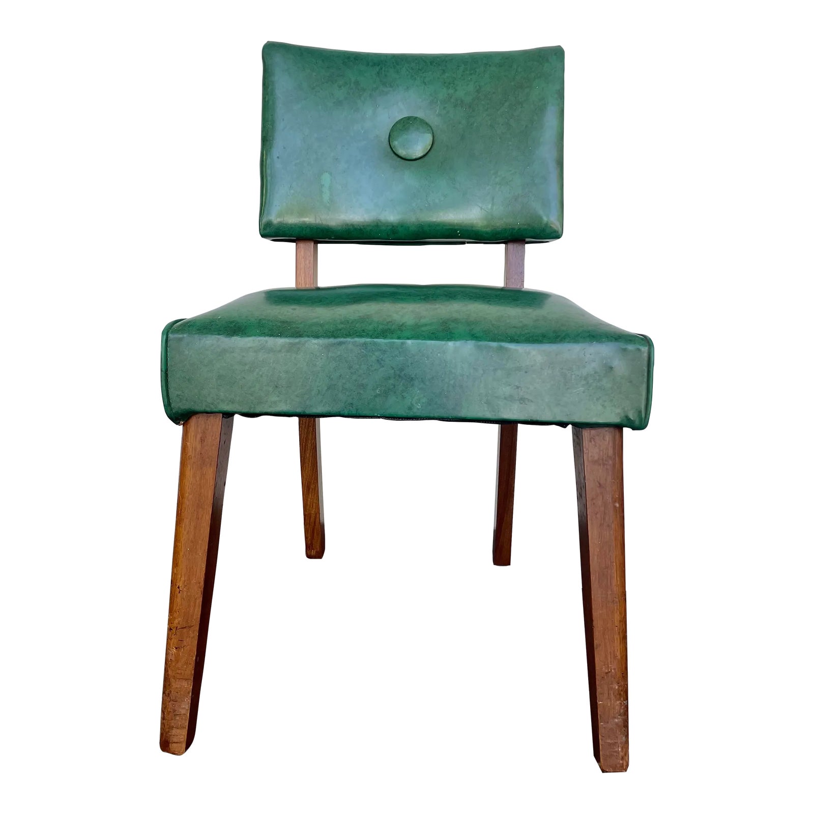 Mid 20th Century Mid Century Green Vinyl Button Side Chair by the