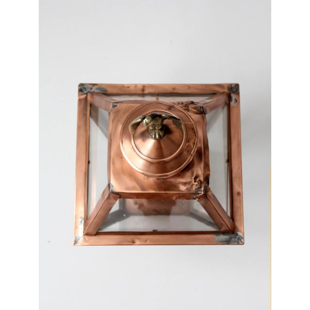Vintage Copper Lantern Light Fixture With Brass Eagle Finial For Sale - Image 18 of 18