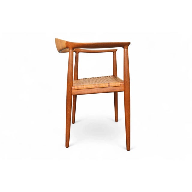 Wood Mid 20th Century Original Hans Wegner Jh-501 Round Chair in Teak + Cane For Sale - Image 7 of 12