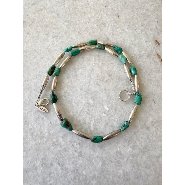 American Vintage Southwestern Silver Beads and Turquoise Nuggets Necklace by Matthew Izzo For Sale - Image 3 of 3
