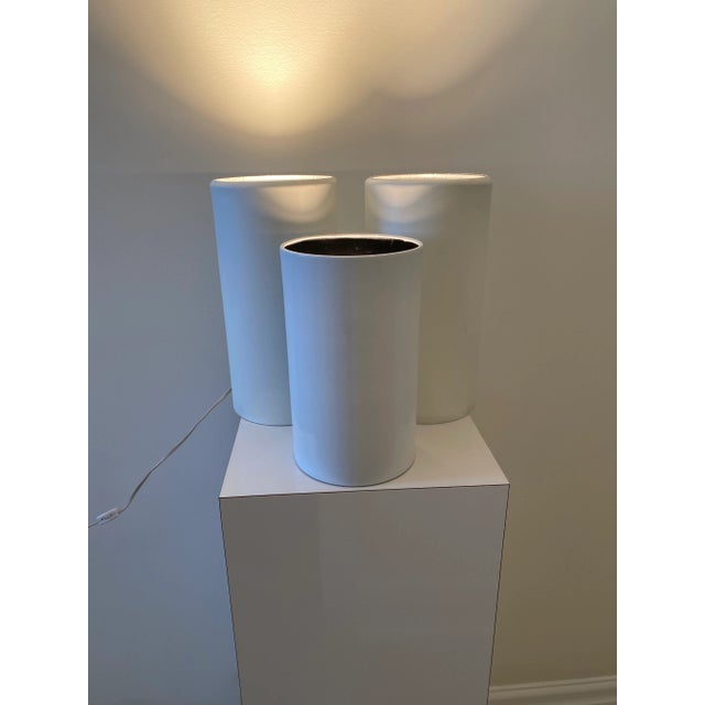 1970s Vintage Canister "Up Light" Metal Lamps - Set of 3 For Sale - Image 5 of 7