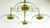 1980s Architectural Four-Light Brass and Glass Pendant Halogen Chandelier For Sale - Image 5 of 8