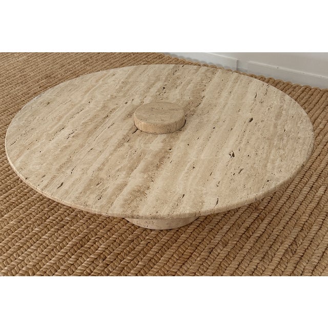 1970s Round Travertine Coffee Table, 1970s For Sale - Image 5 of 11