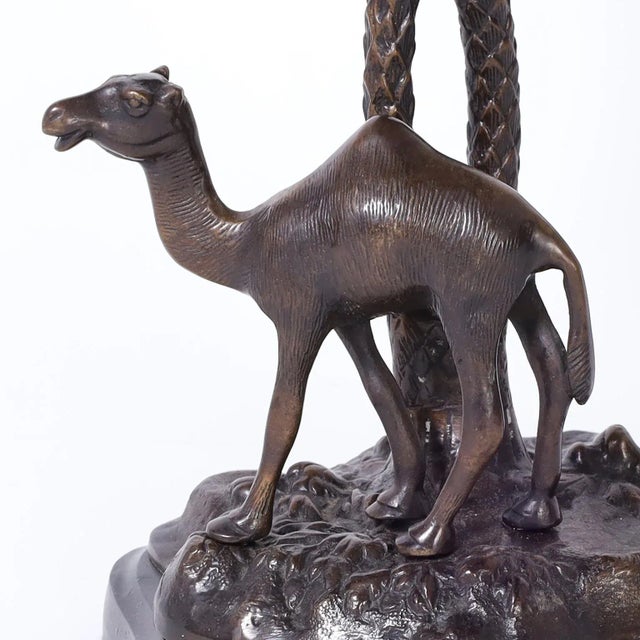 Bronze Anglo Indian Bronze Serving Bowl on a Palm Tree Stand With Camel For Sale - Image 8 of 10