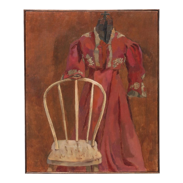 Bentwood Chair, High-Waisted Dress', Post-Impressionist Oil by Jill Davenport For Sale