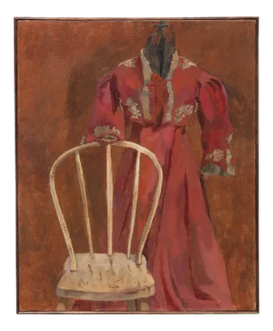 Bentwood Chair, High-Waisted Dress', Post-Impressionist Oil by Jill Davenport
