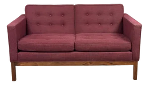 1960s Walnut and Purple Loveseat Sofa