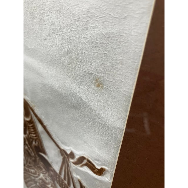 Vintage Framed Thai Temple Rubbing on Rice Paper Artwork For Sale - Image 9 of 16