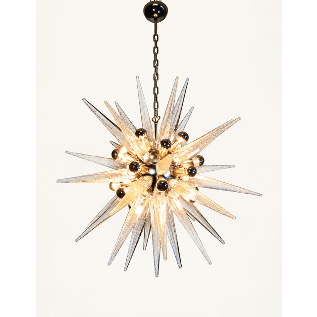 Contemporary Sputnik Pendant Light with 31 Transparent and Nickel Murano Glass Tips from Justfurnituress SRL For Sale - Image 3 of 8