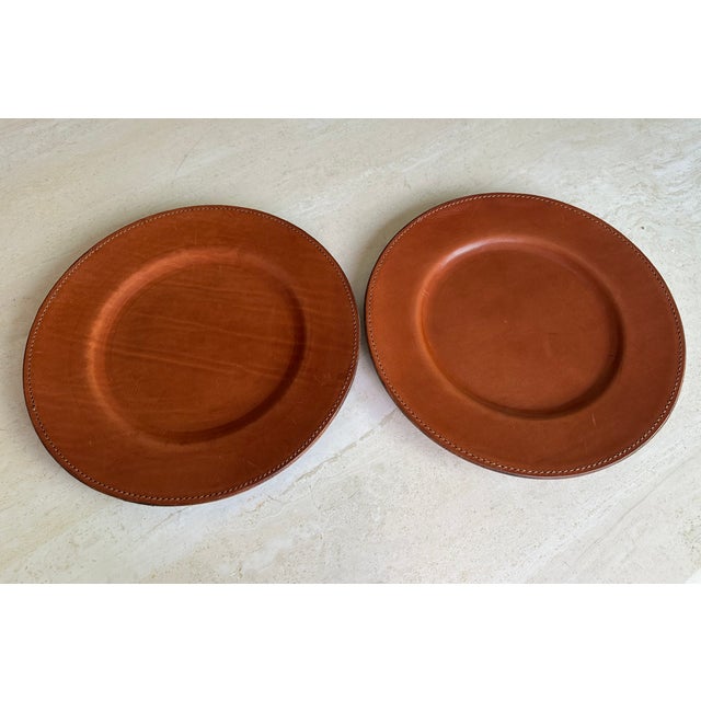 Early 21st Century Ralph Lauren Brown Leather Plate Chargers - Set of 4 For Sale - Image 5 of 12