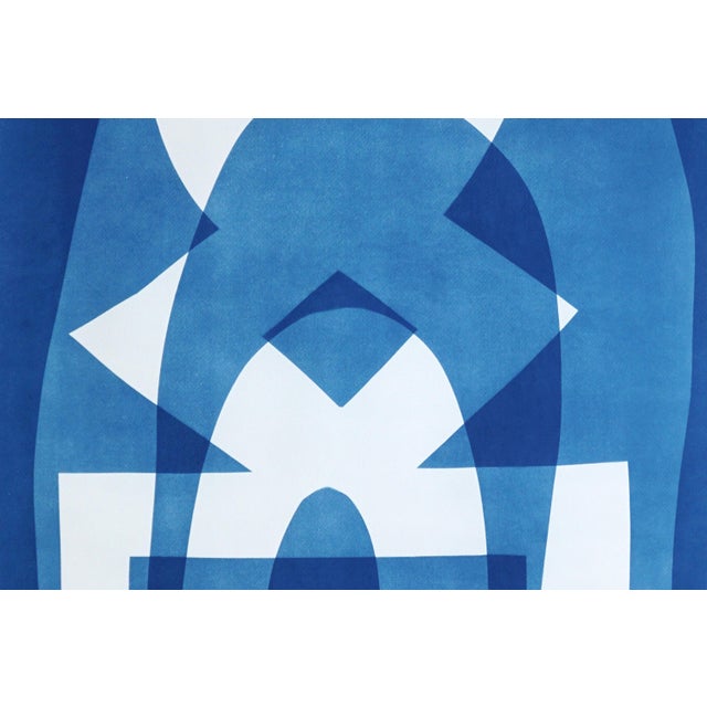 Paper 2025, Abstract Geometric Figures, Beneath the Rainbow, Handmade Cyanotype on Watercolor Paper by Kind of Cyan For Sale - Image 7 of 9