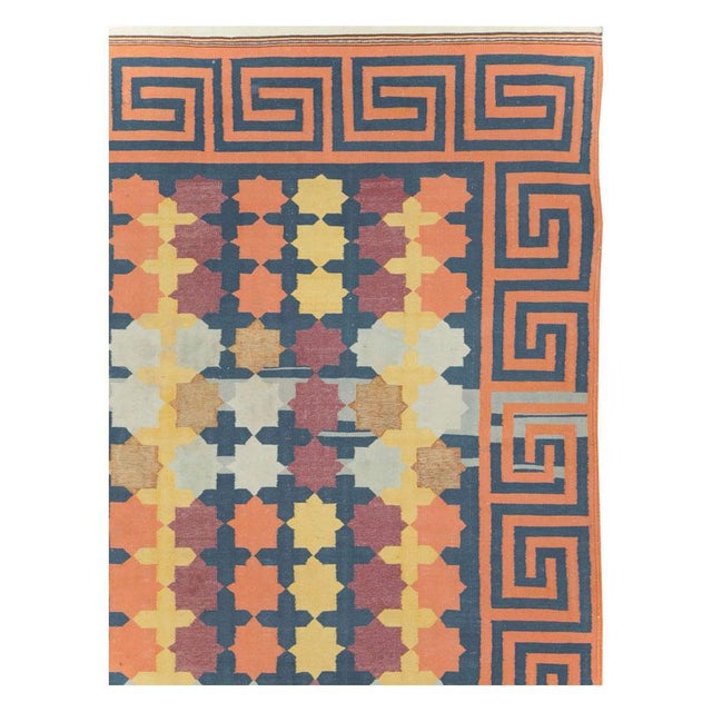 Galerie Shabab Collection Mid-20th Century Handmade Indian Flatweave Dhurrie Room Size Carpet For Sale - Image 4 of 10