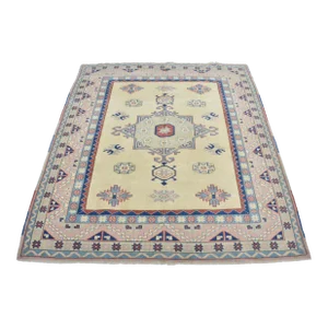 1960s Hand Knotted Muted Soft Pastel Modern Area Carpet