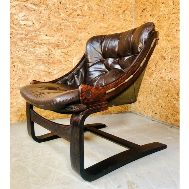 Vintage Danish Lounge Chair in Coco Leather and Rosewood For Sale - Image 4 of 13