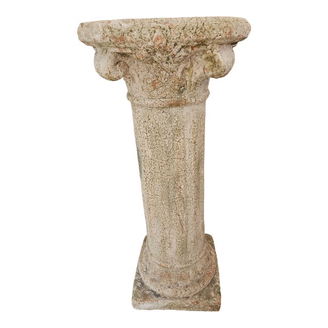Vintage Decorative Fluted Terracotta Column Pedestal For Sale