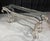 Gold Hollywood Regency Iron Glass Top Console Table With Scrollwork Legs and Crystal Beading For Sale - Image 8 of 10