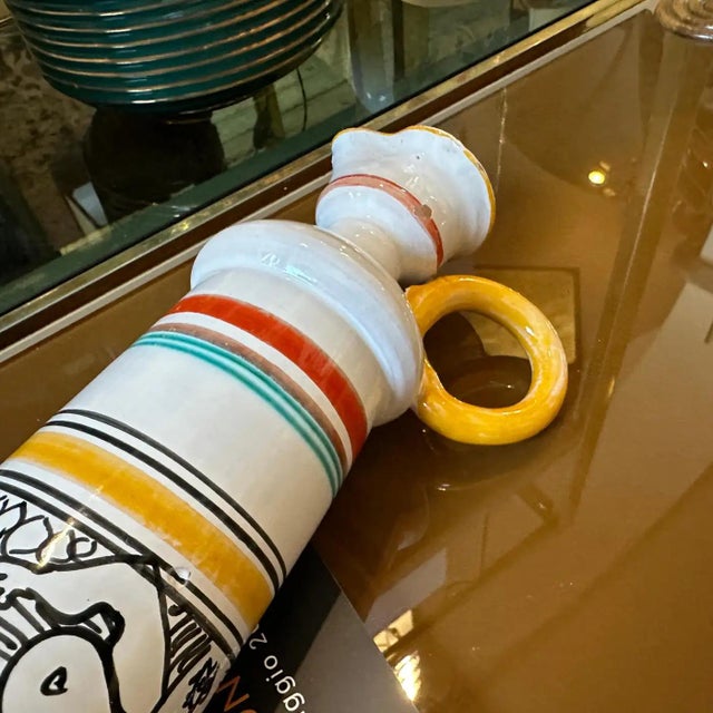 Modern 1970s Modernist Hand-Crated and Painted Ceramic Unique Piece Sicilian Jug For Sale - Image 3 of 12