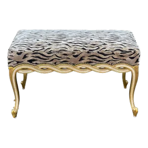 Regency Style Giltwood Ribbon Bench W Zebra Velvet by Randy Esada Designs