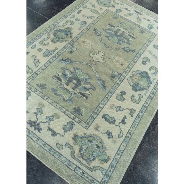 Green Turkish Oushak Rug 4'x 6' #19172 For Sale - Image 8 of 8